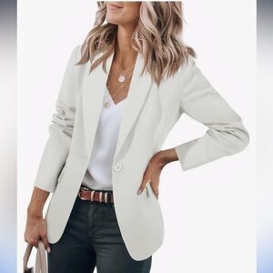 Women’s White Casual Long Sleeve Blazer